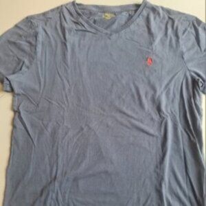 Polo grey v-neck t-shirt with red emblem, Men's size Medium